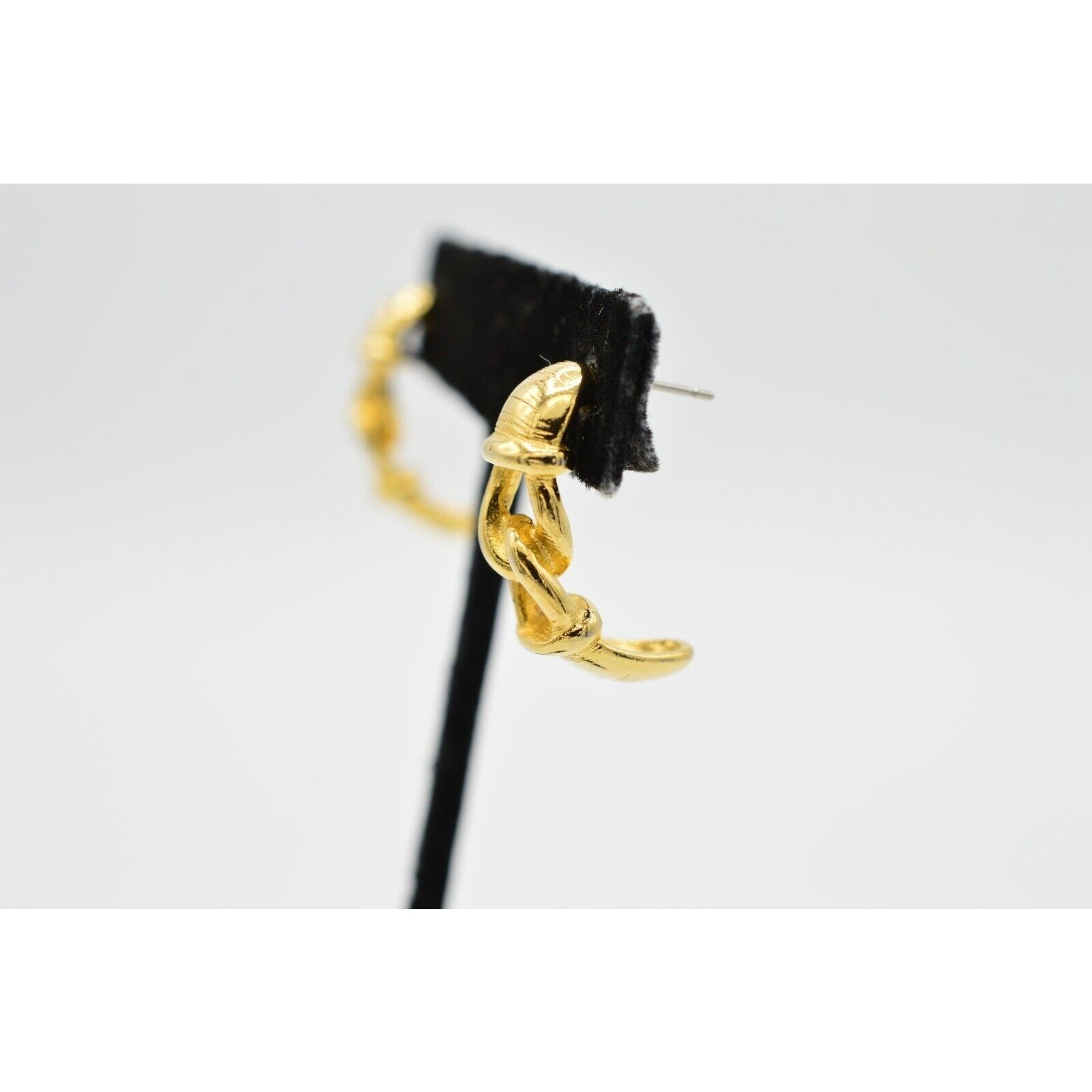 Vintage Dangle Linked Chain Earrings Gold Tone Dangle Hoop Elegant NOS 1980s 9C