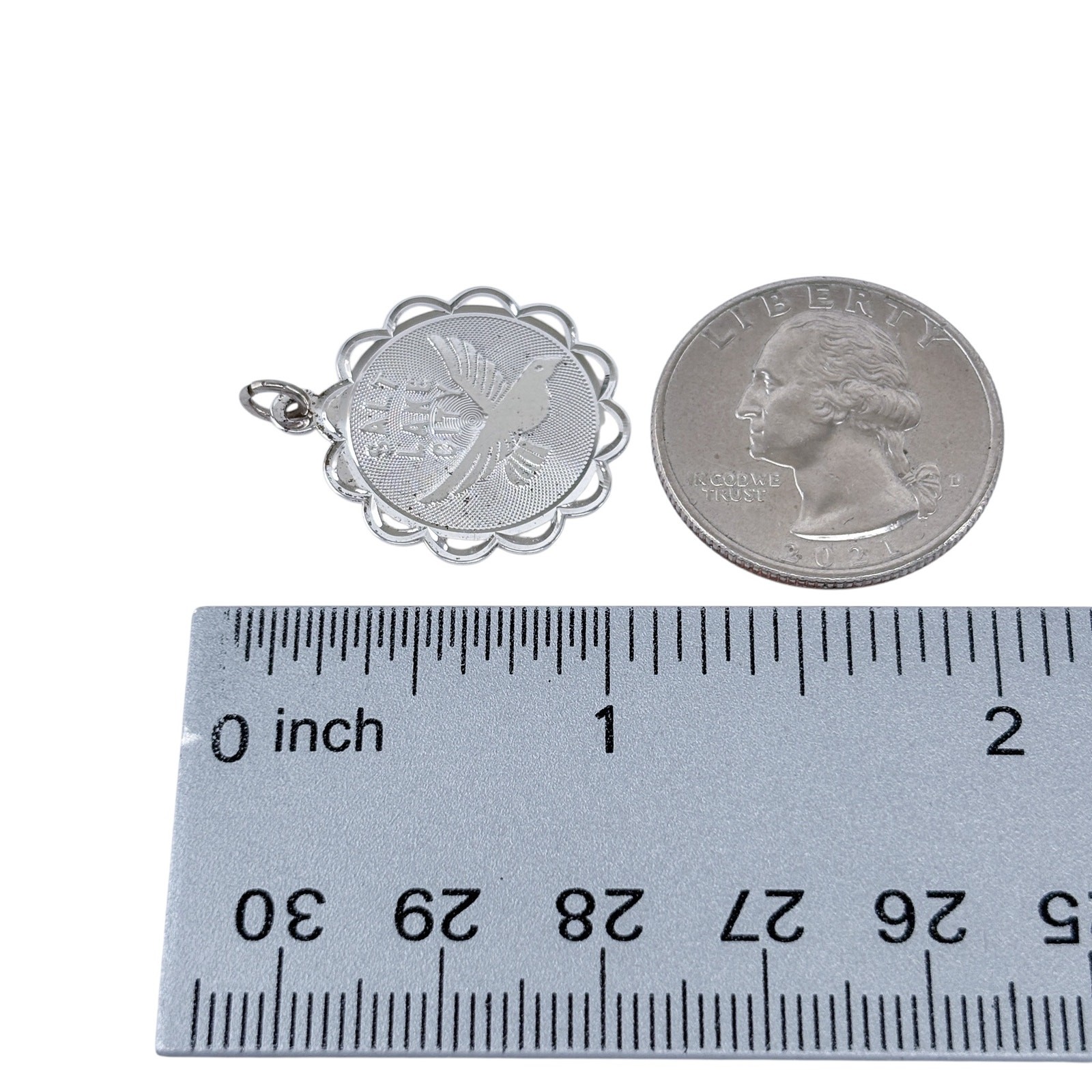 Vintage Silver-Plated Salt Lake City Medal Charm Pendant
