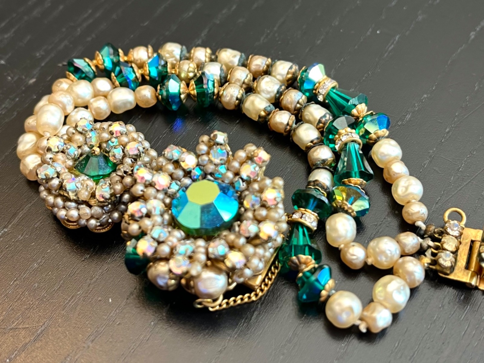 Incredible Vintage 40’s Robert Bracelet Brooch Earrings Pearls Glass Beads etc