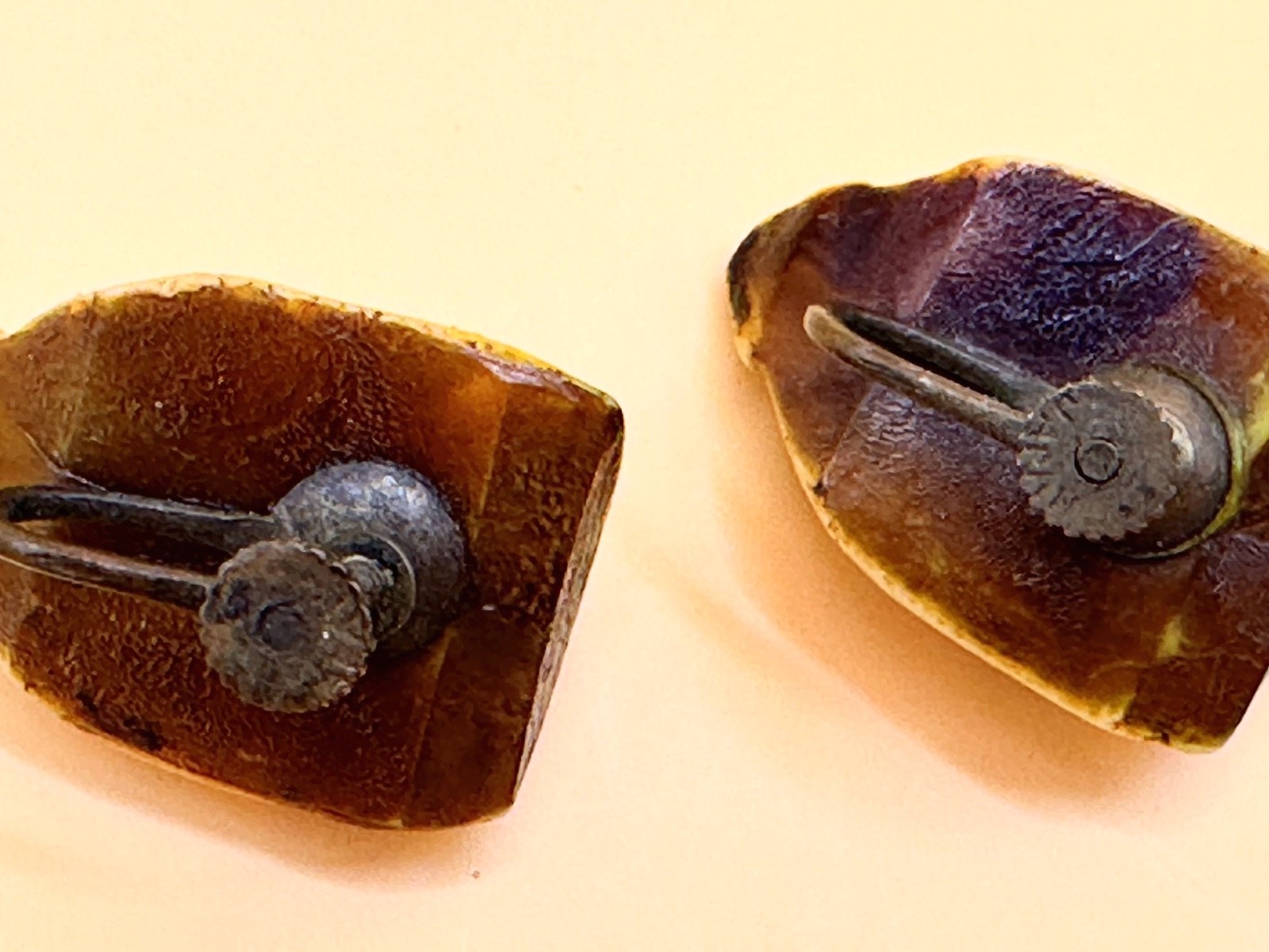 Made In Japan Carved & Hong Kong Acrylic Flowers Earrings VTG E-908