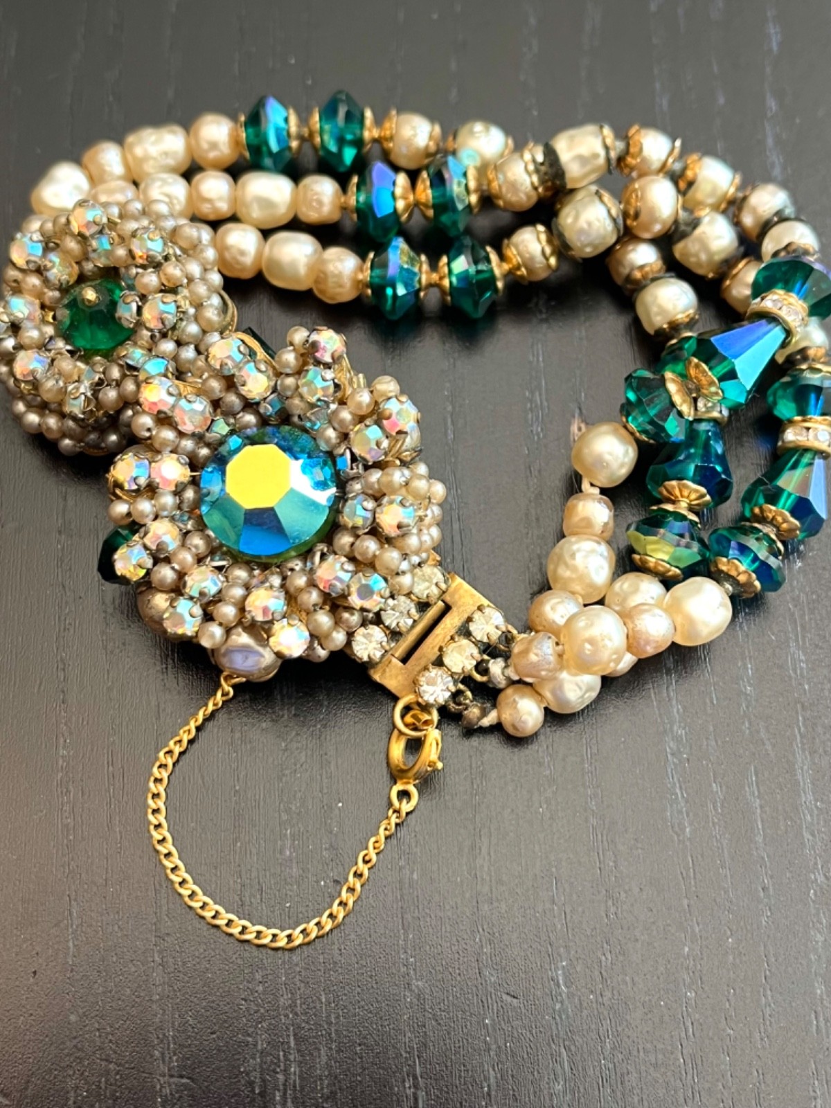 Incredible Vintage 40’s Robert Bracelet Brooch Earrings Pearls Glass Beads etc