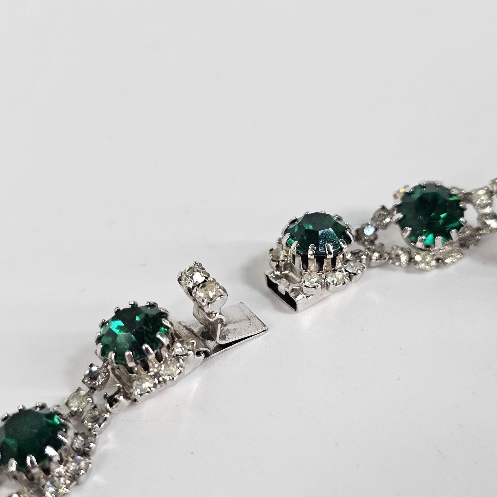 Vtg 50’s 60s Kramer Emerald Crystal Bib Necklace Statement MCM Chandelier REPAIR