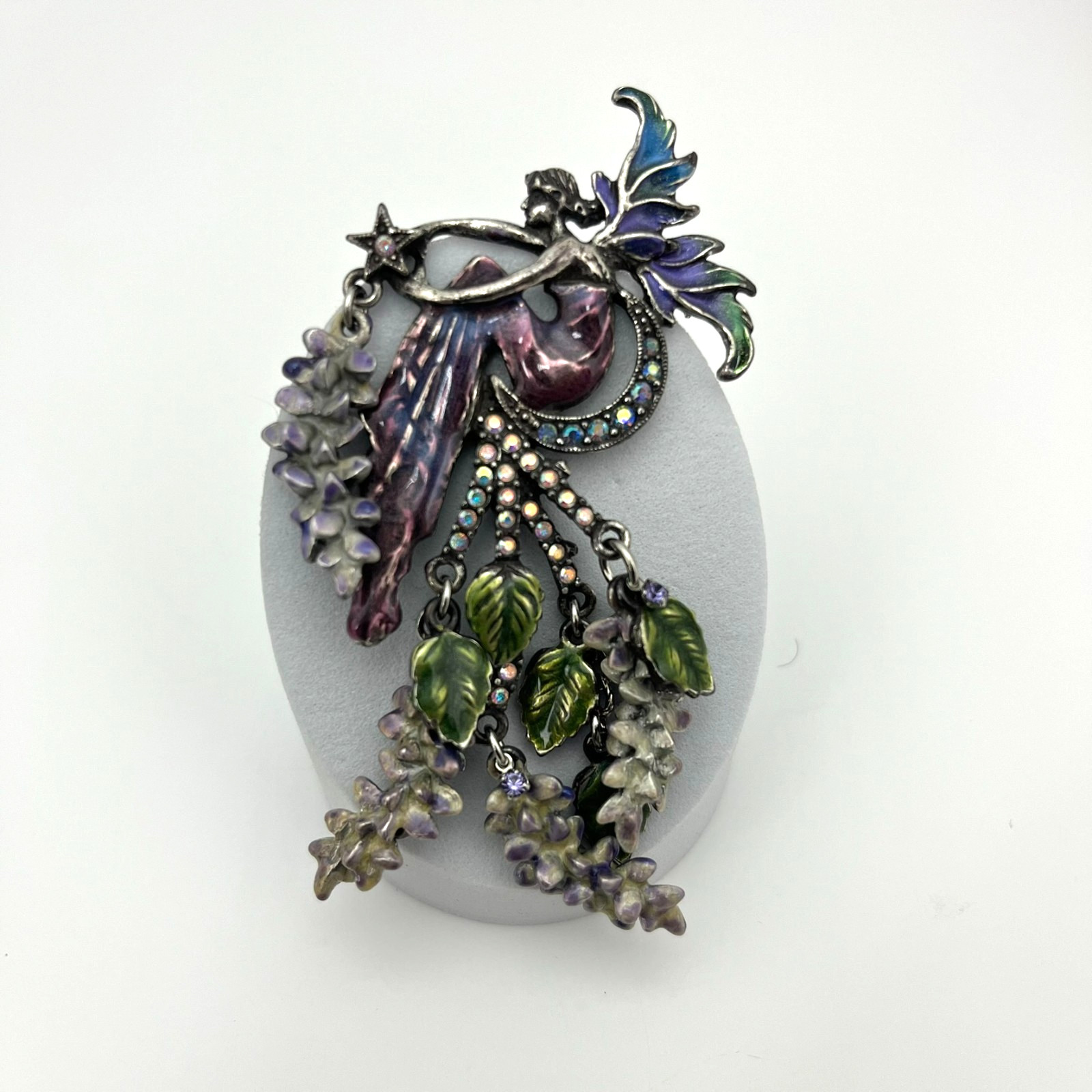 Kirks Folly Enchanted Fairy Moon Brooch Wisteria Flowers