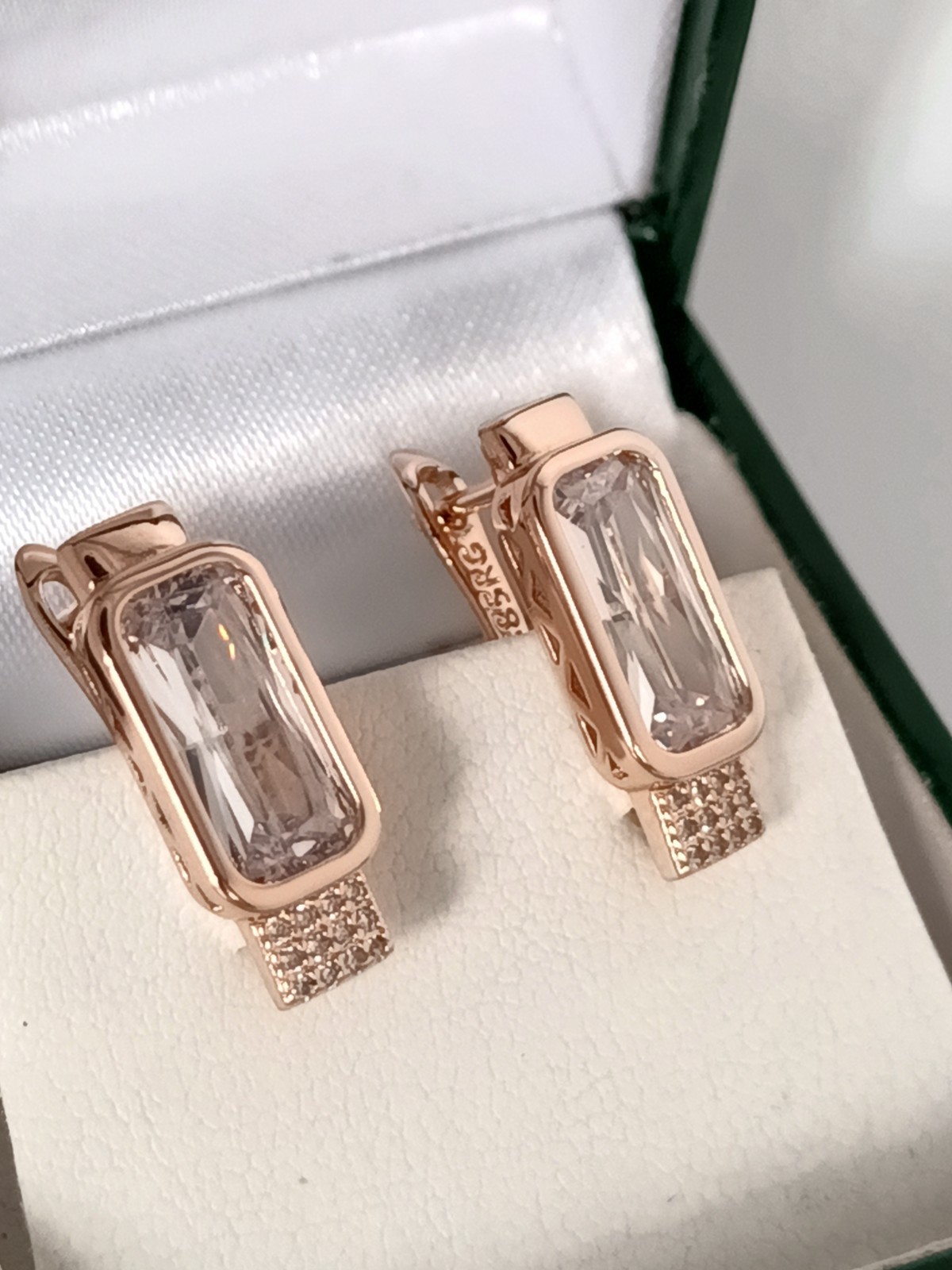 Vintage 1990-s 14 Ct Rolled Gold Zircons Earrings-Hallmarked 585 RG