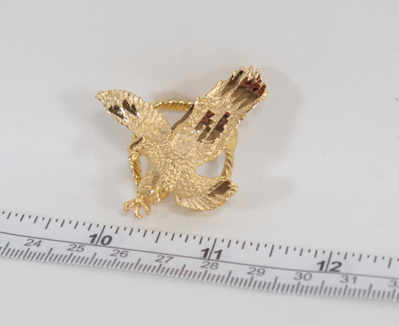 Flying Eagle Scarf Slide Gold Tone Patriotic Jewelry Bolo Beautiful! UNUSED
