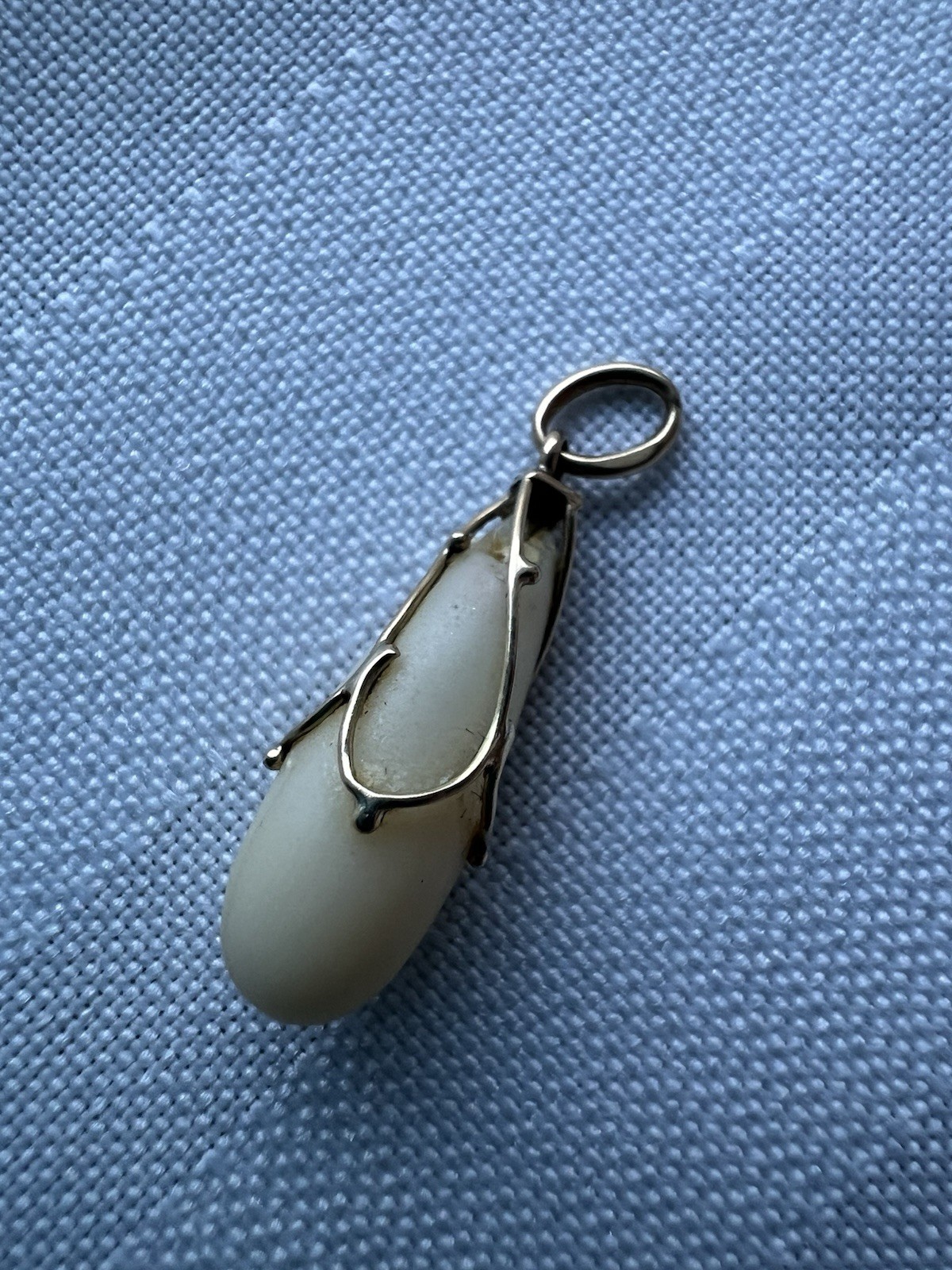 Vintage Design Carved White Coral Or Material Pendant 14k Bale For Scrap Or Wear