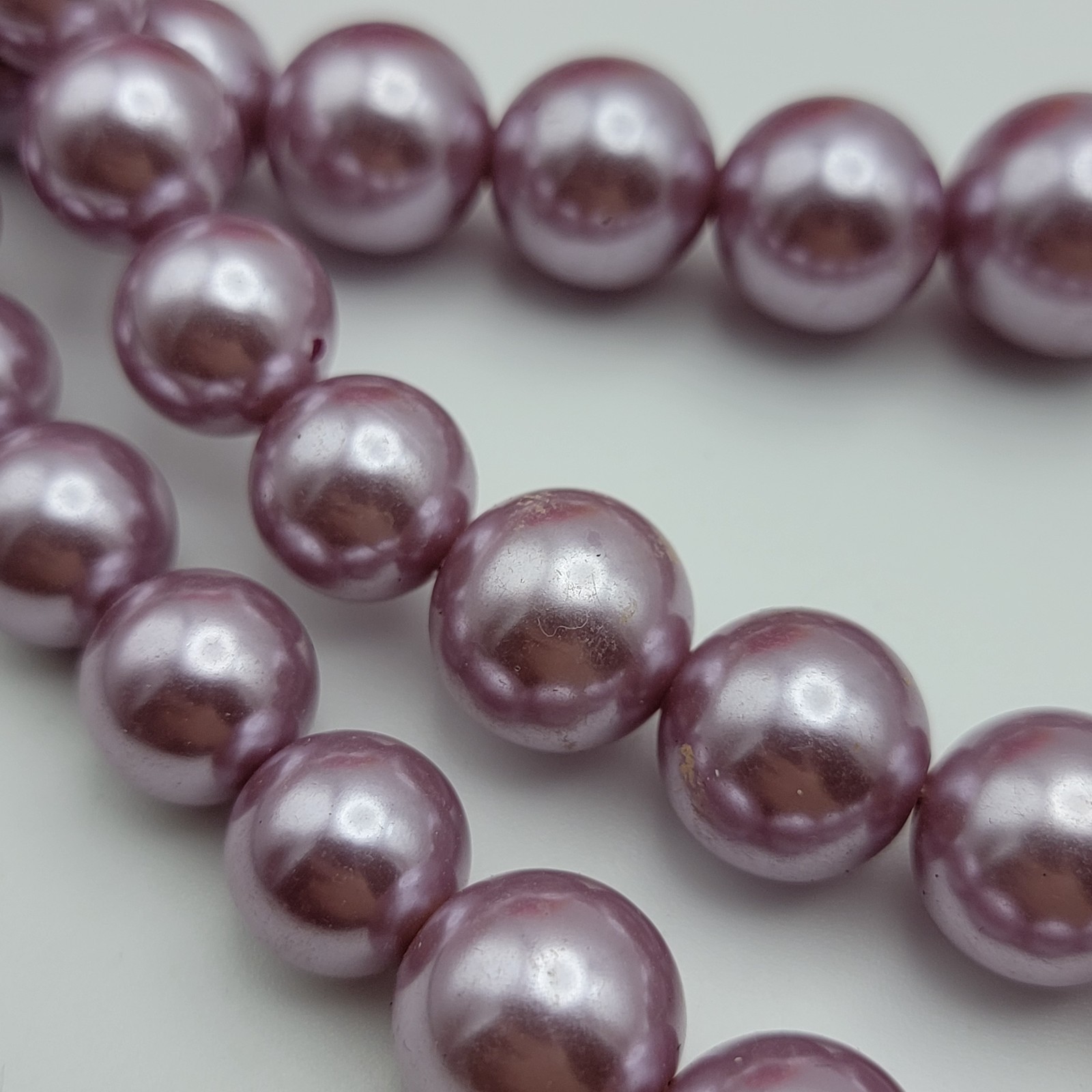 Vintage Lilac Graduated Faux Pearl Necklace 22 Inch Adj. Triple Strand Chunky