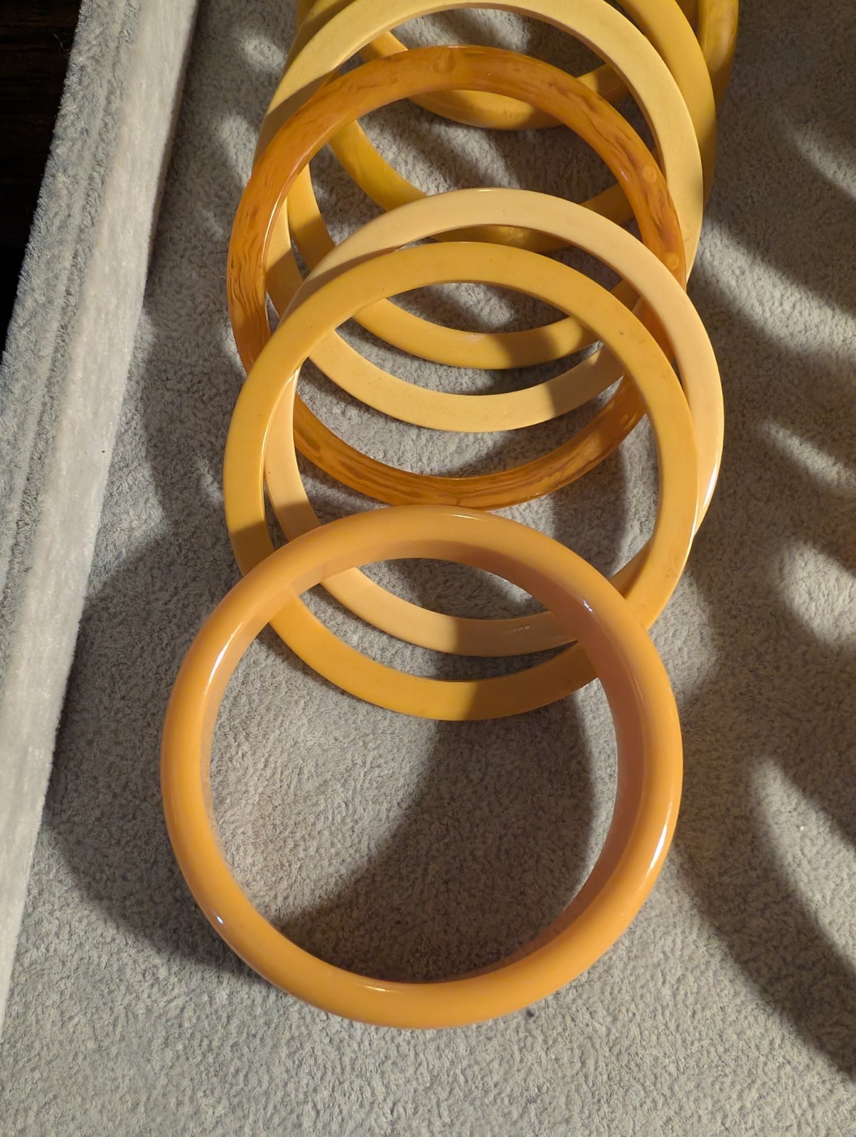 18 Vintage Bakelite Butterscotch – Yellows – Carved – Shaped – Many Tones!