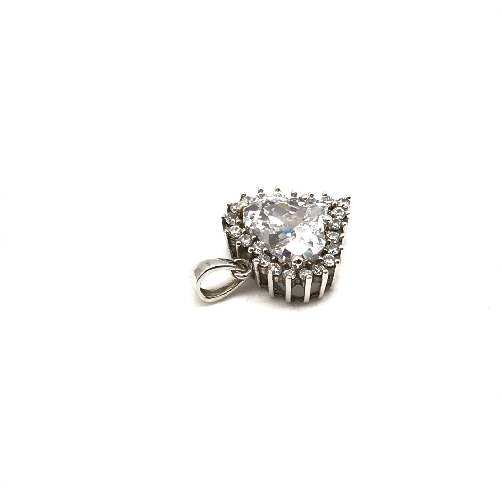 925 Sterling Silver Sparkling Clear CZ Cubic Zirconia Small Heart Love Pendant