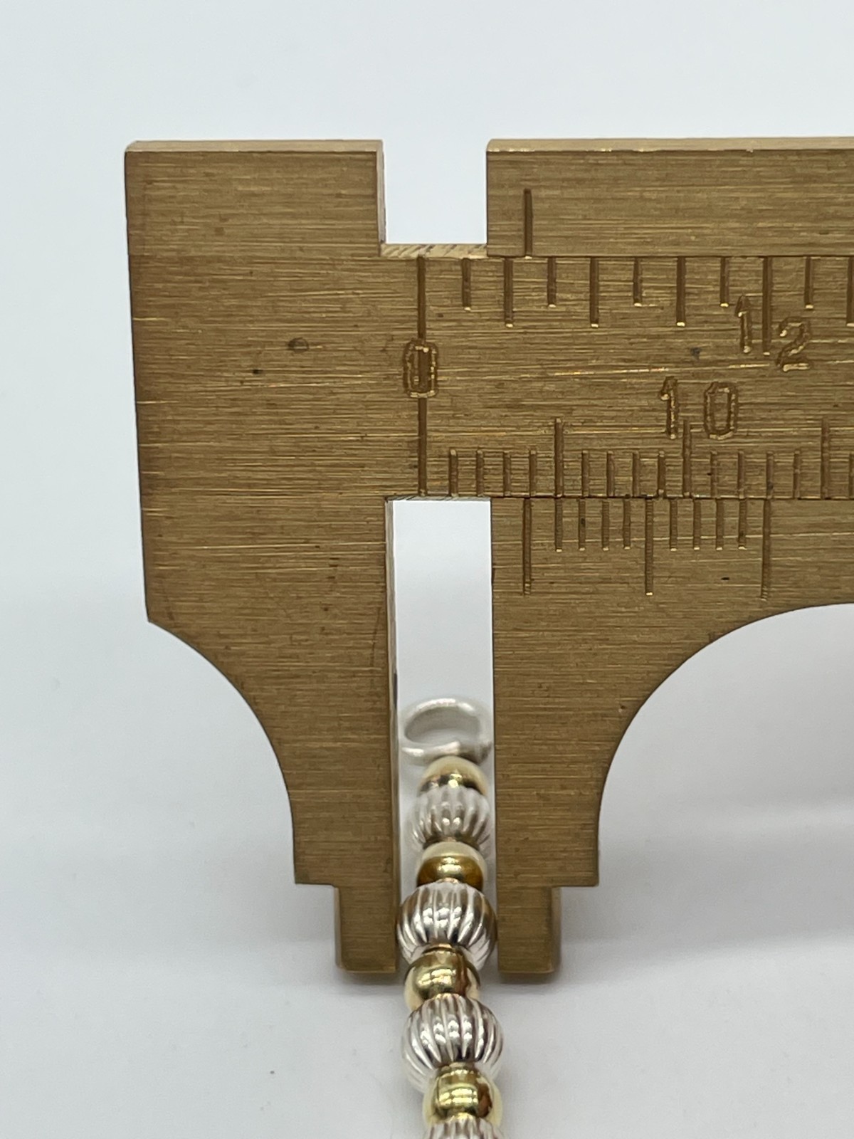 VTG Italy 925 Sterling Silver & Gold-Filled Fluted ball bead bracelet 8″