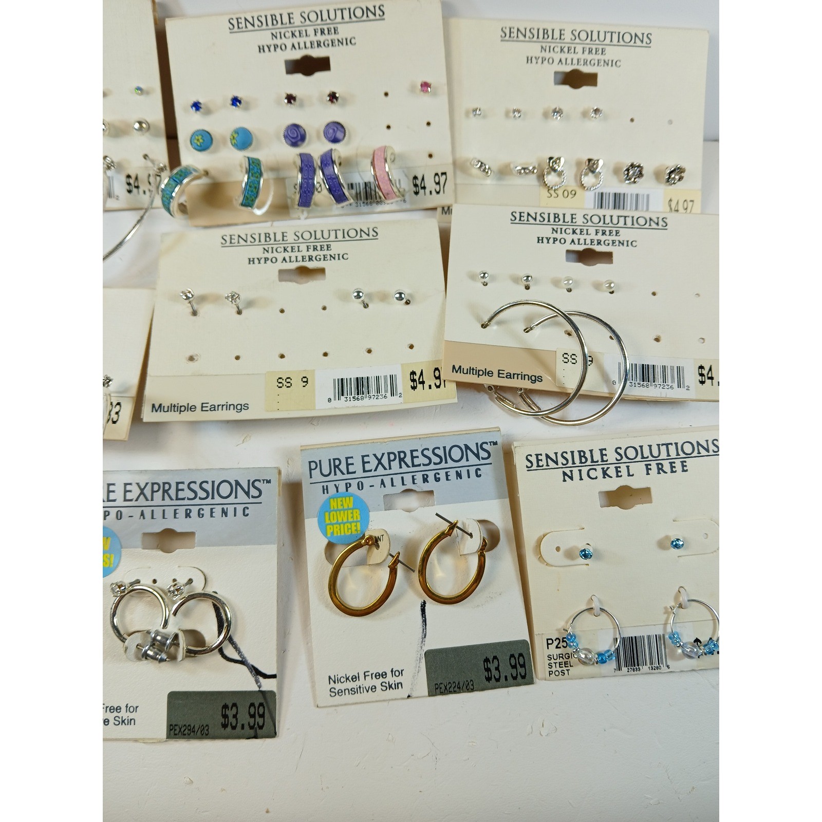 Lot Vintage Y2K Sensible Solutions Earrings Studs Hoops Nickel Free Deadstock
