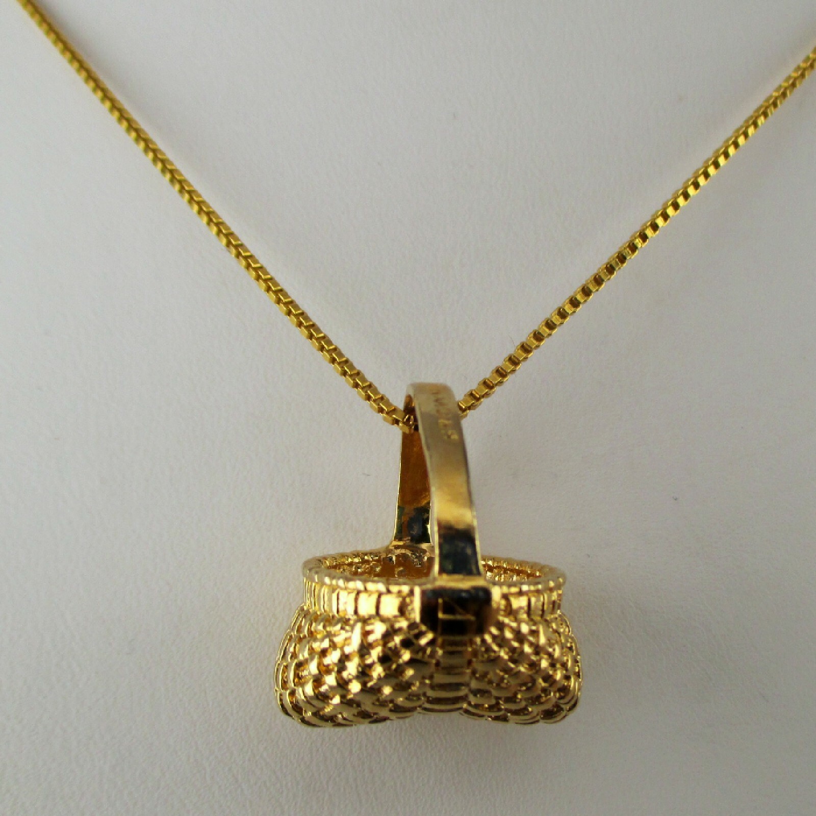 GOLD VERMEIL Appalachian Egg Basket STERLING SILVER Necklace Pendant NEW Vintage