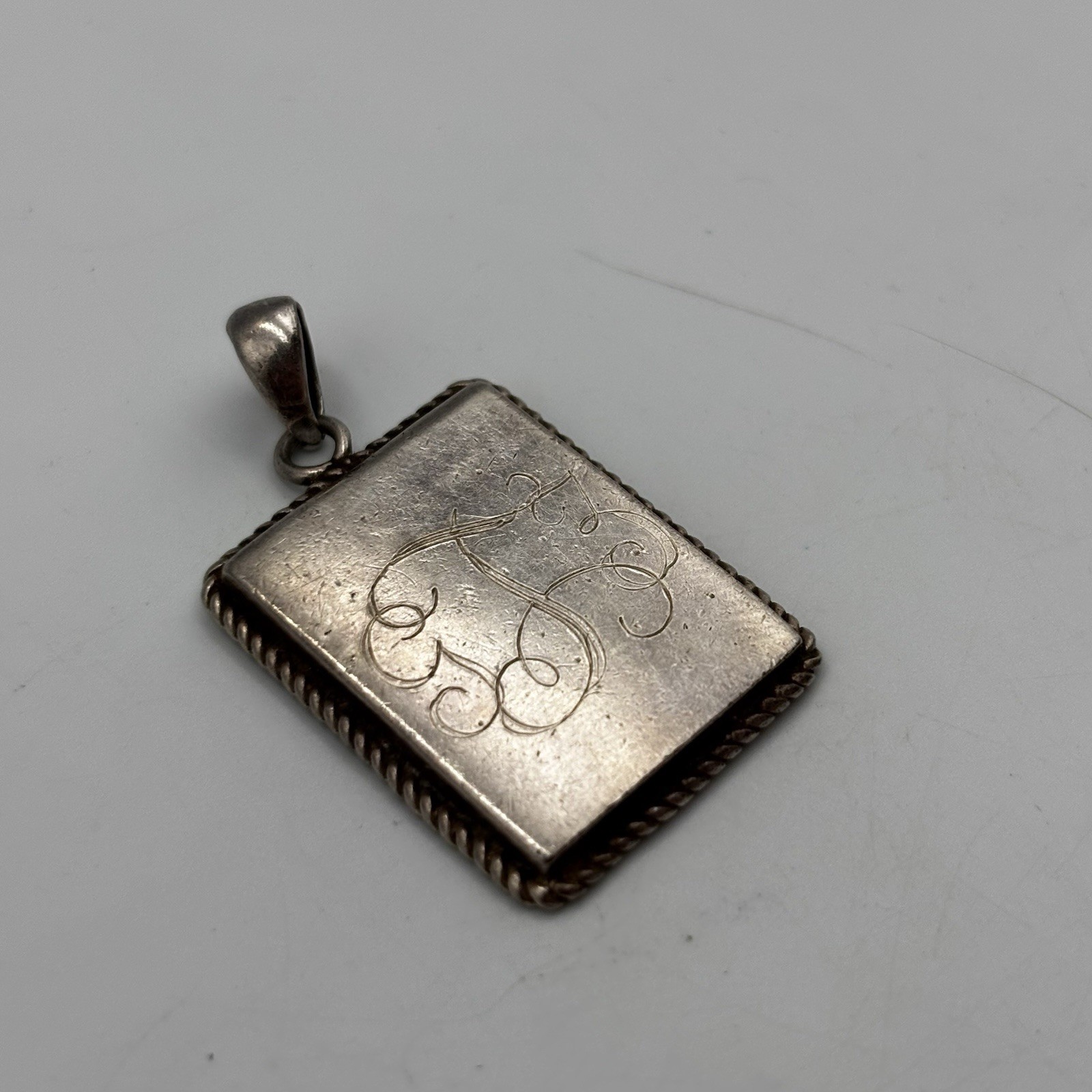 Vintage Sterling Silver 925 Rectangle GL3 Marked 40.70mm Pendant 7.2g