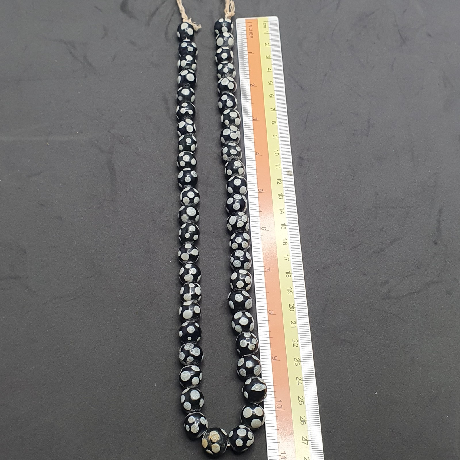Authentic Vintage African Glass Beads Necklace Skunk Bead Design