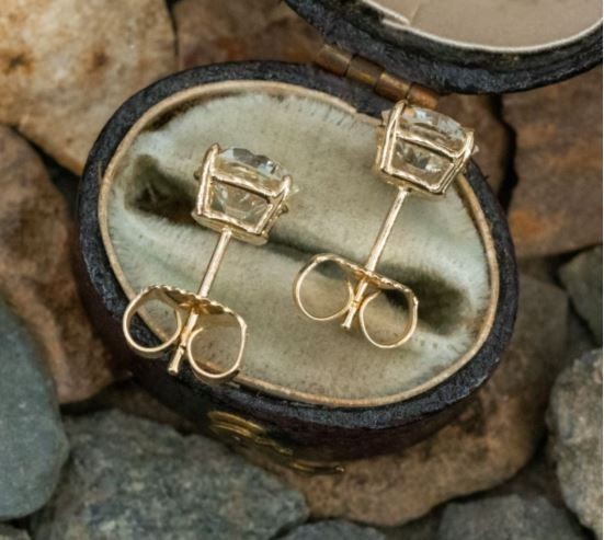 Made to order 2 carat total weight natural Old European Diamond Stud earrings