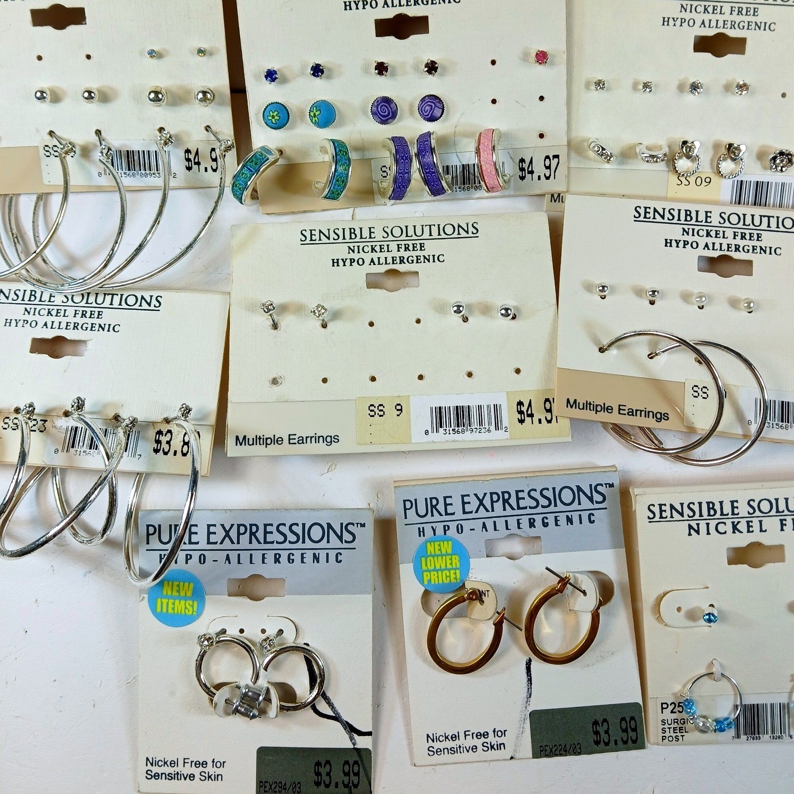 Lot Vintage Y2K Sensible Solutions Earrings Studs Hoops Nickel Free Deadstock