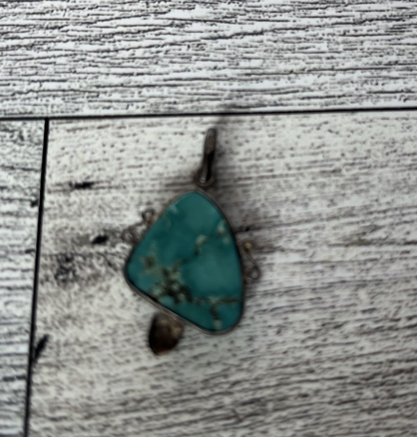 Vintage Sterling Silver 925 Stamped Turquoise Pendant .75″