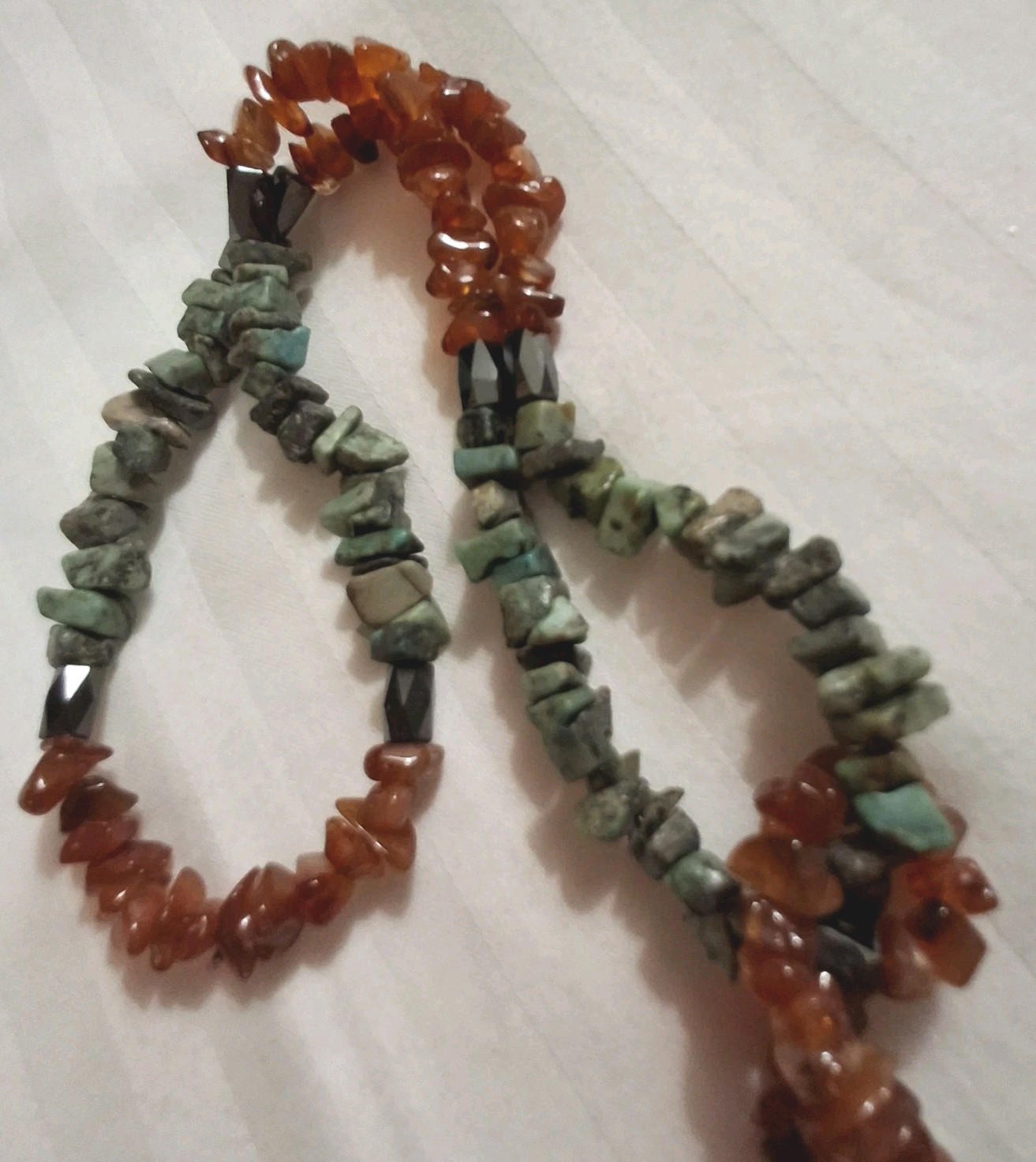 Vintage Necklace Lariet Real Turquoise Carnelian Aventurine Hematite Magnetic…