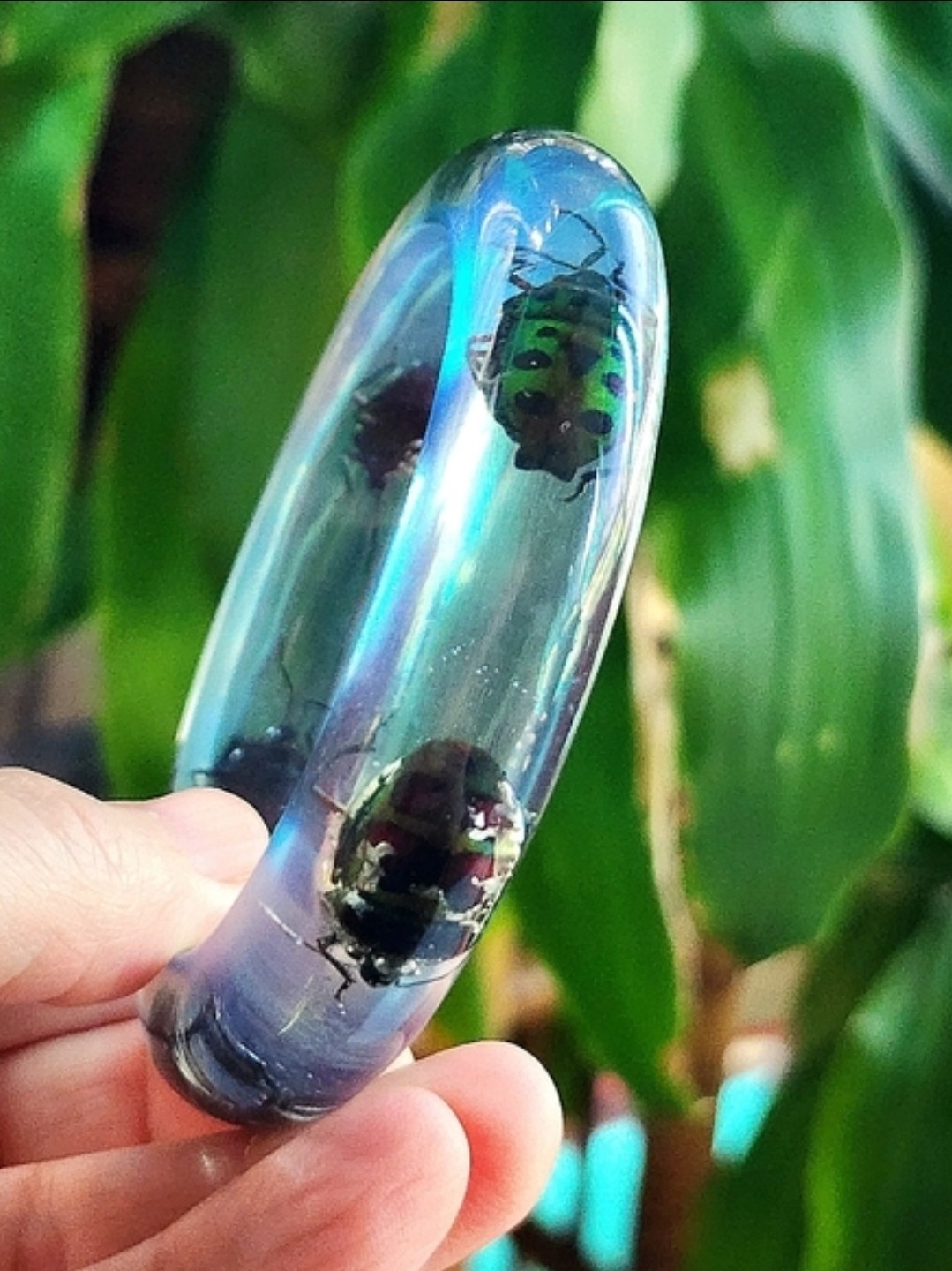 Vintage Blueberry Juice Lucite Beetle Bangle
