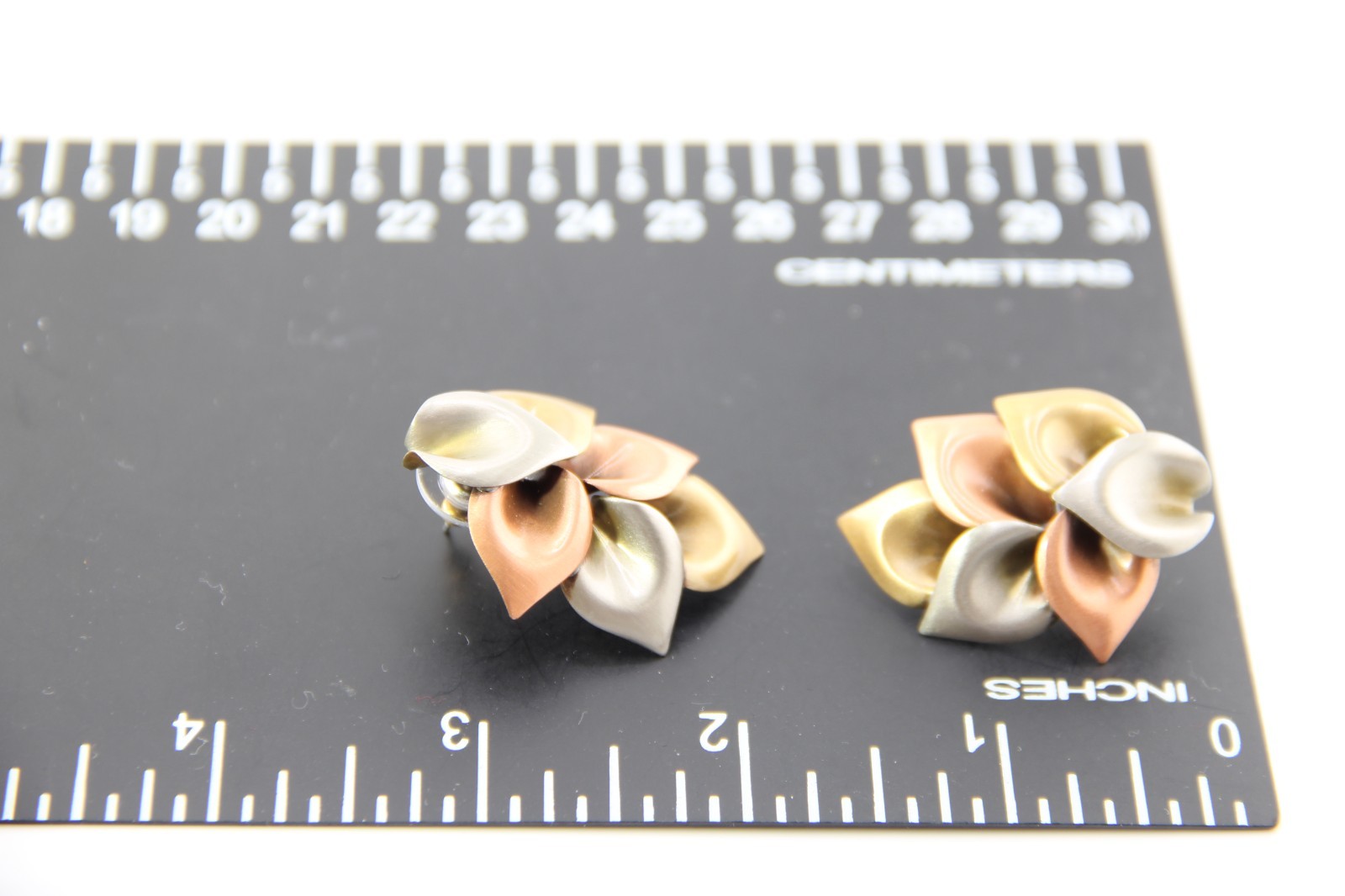Vintage Retro Satin Finish Gold, Silver, Brass Tone, Stud Earrings, 80-90s, NOS