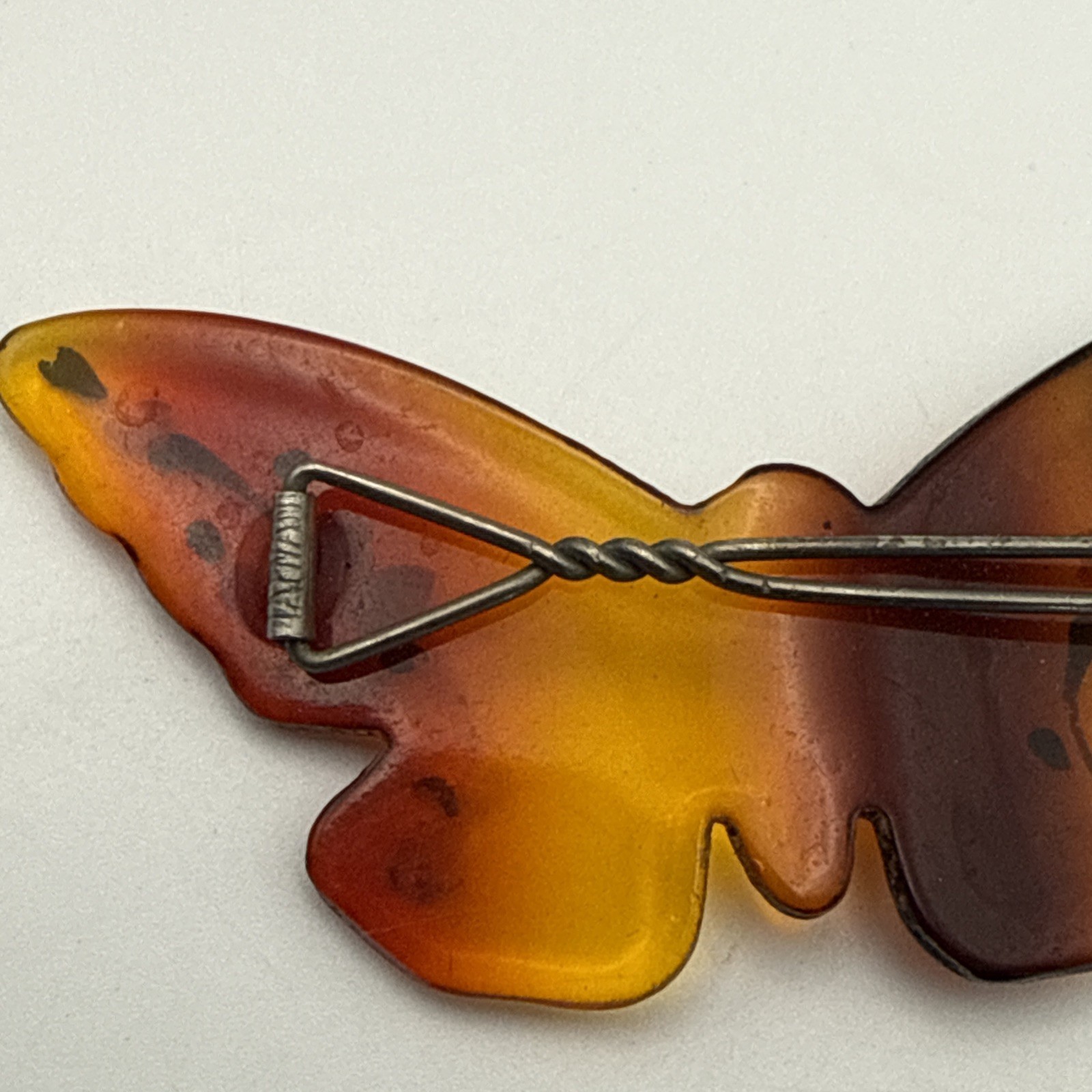 Vintage Rhinestone Celluloid Acetate 3-D Flower Pin And Butterfly Hair Clip