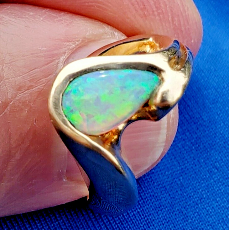 Original EARTH MINED OPAL Engagement Ring Sculptural Design Solitaire 14K GOLD 8