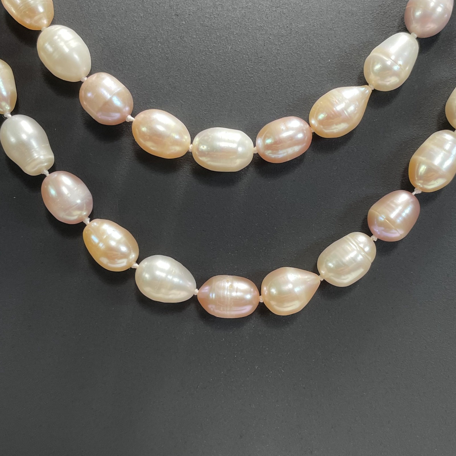 Vintage Baroque 8mm Multigradient Pink & Shape French Fresh Water Pearl Necklace