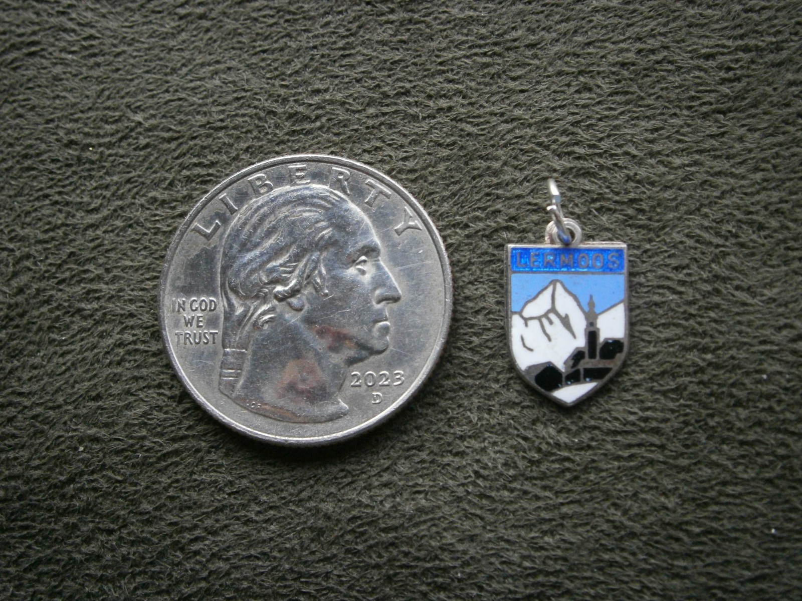 Lermoos Austria Vintage 800 Silver Enamel Travel Shield Bracelet Charm