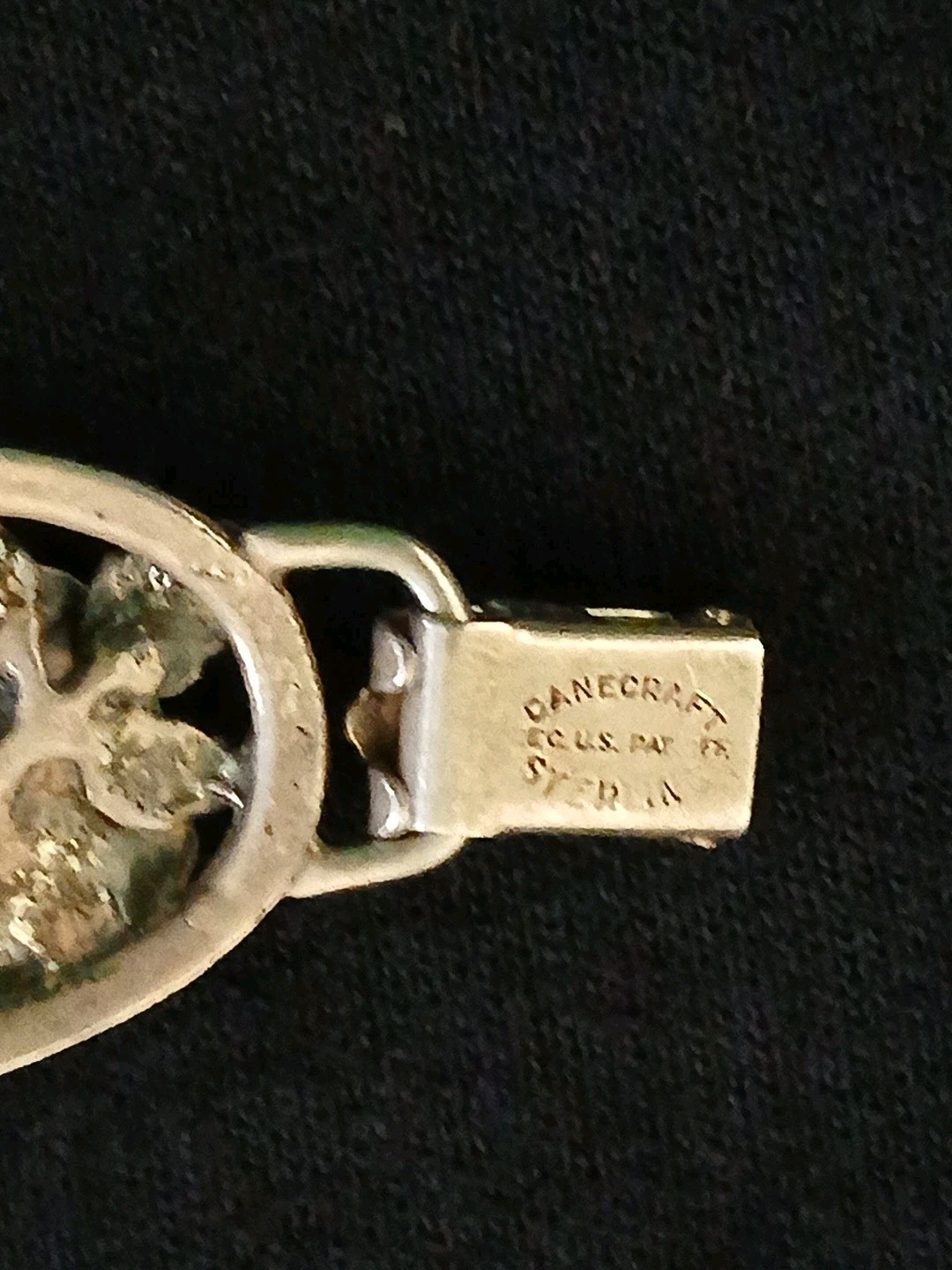 DANECRAFT Vintage Sterling Silver Floral Rose and Leaf Oval Link Bracelet RARE *