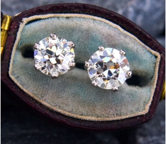 Made to order 2 carat total weight natural Old European Diamond Stud earrings