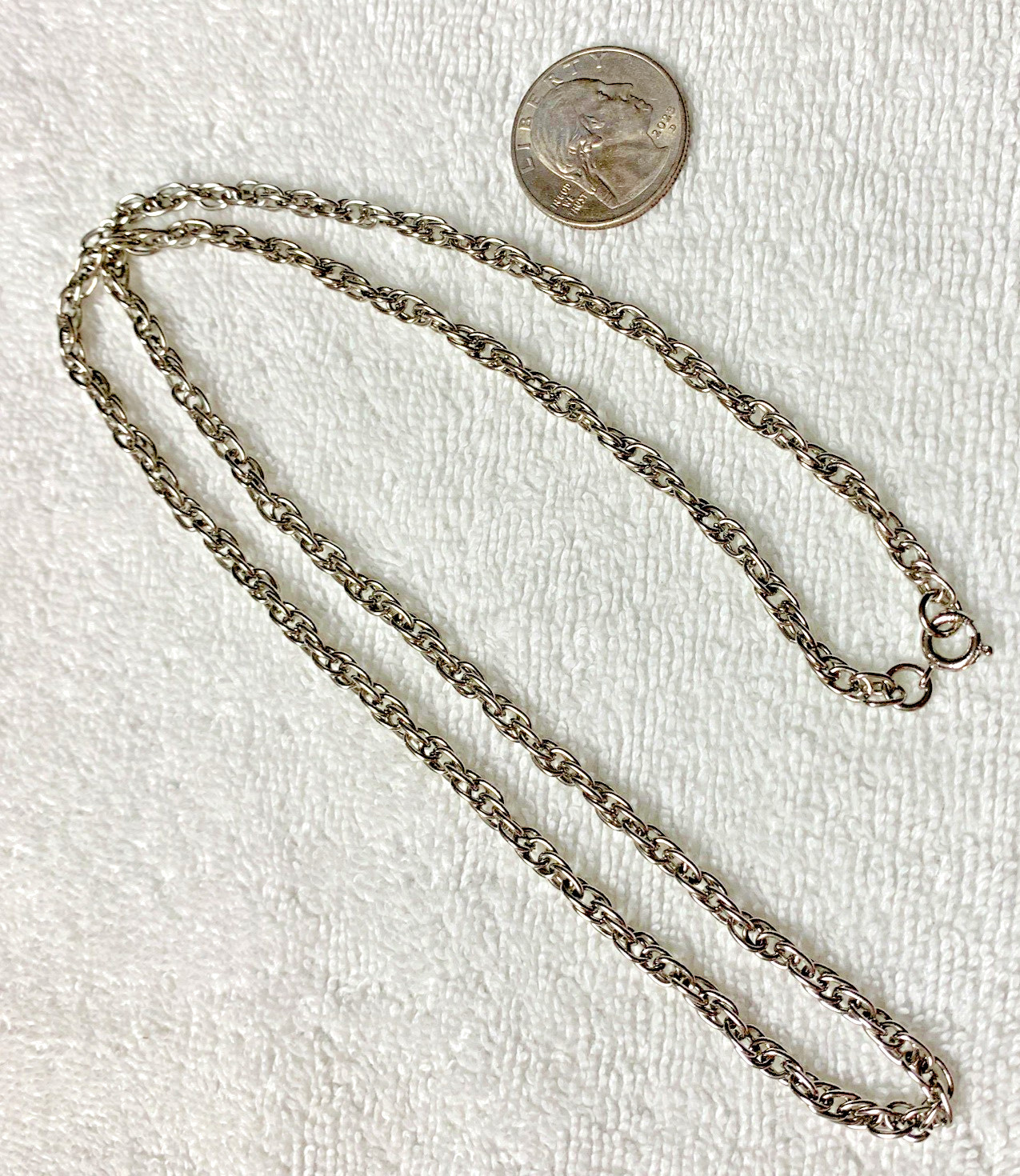 25″ Silver Tone Rope Chain Necklace n375
