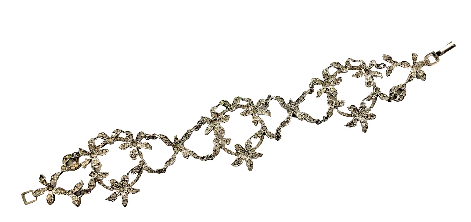 Signed HMI 925 Sterling Silver vintage crystal wrap snap close Bracelet 7.75”