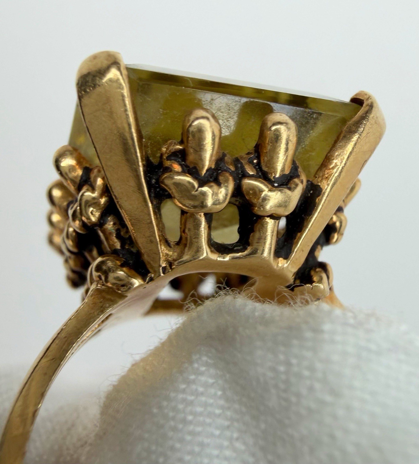 Glam Mid-Century Citrine Cocktail Ring 14k Womens Size 7