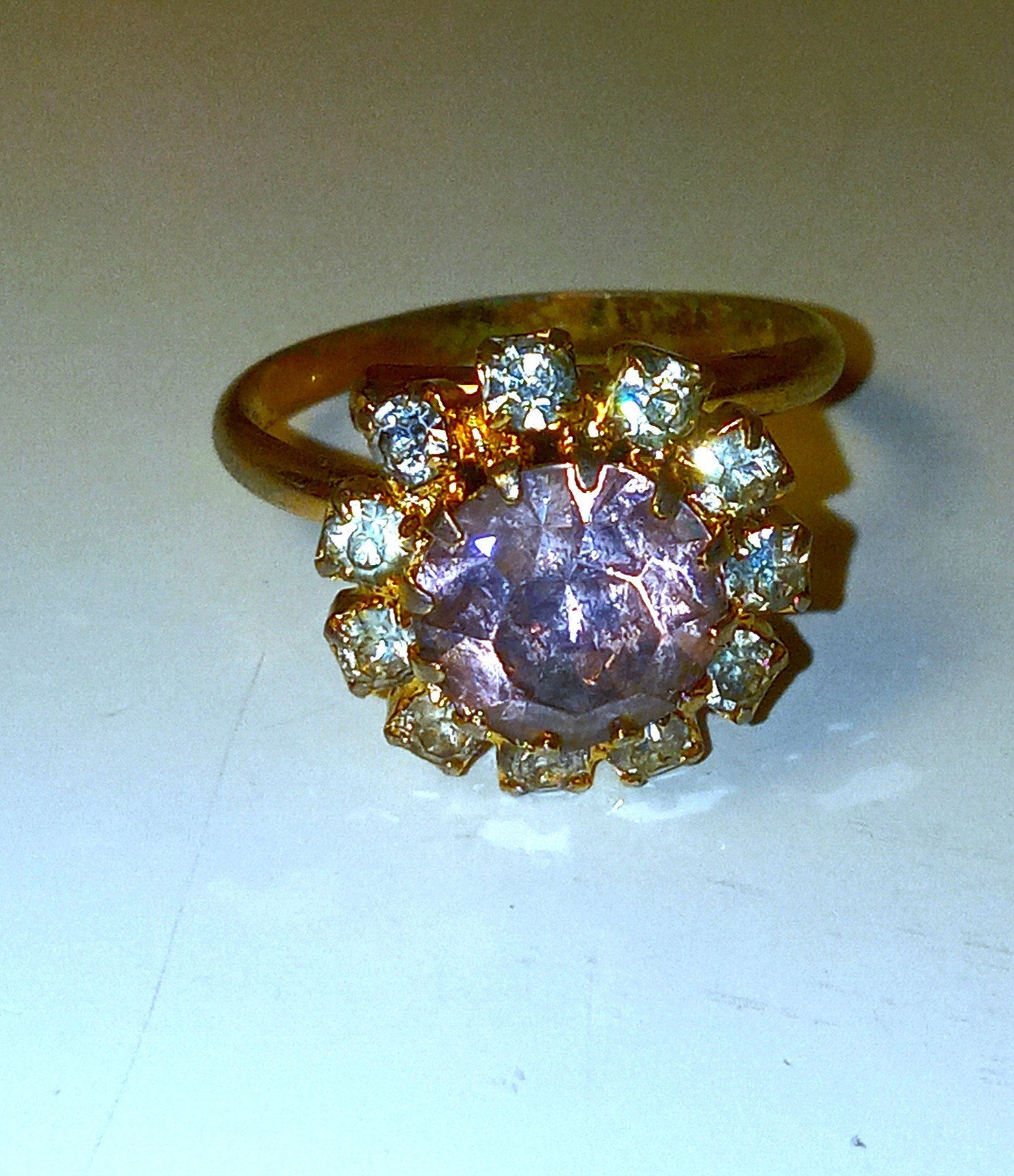 Cocktail Ring Rose Amethyst Sapphire Crystal Rhinestone Minimalist Adjusted Ring