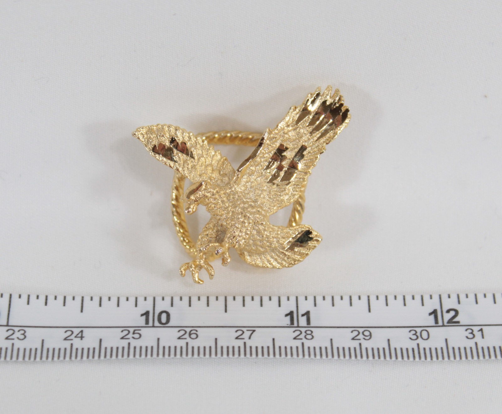 Flying Eagle Scarf Slide Gold Tone Patriotic Jewelry Bolo Beautiful! UNUSED