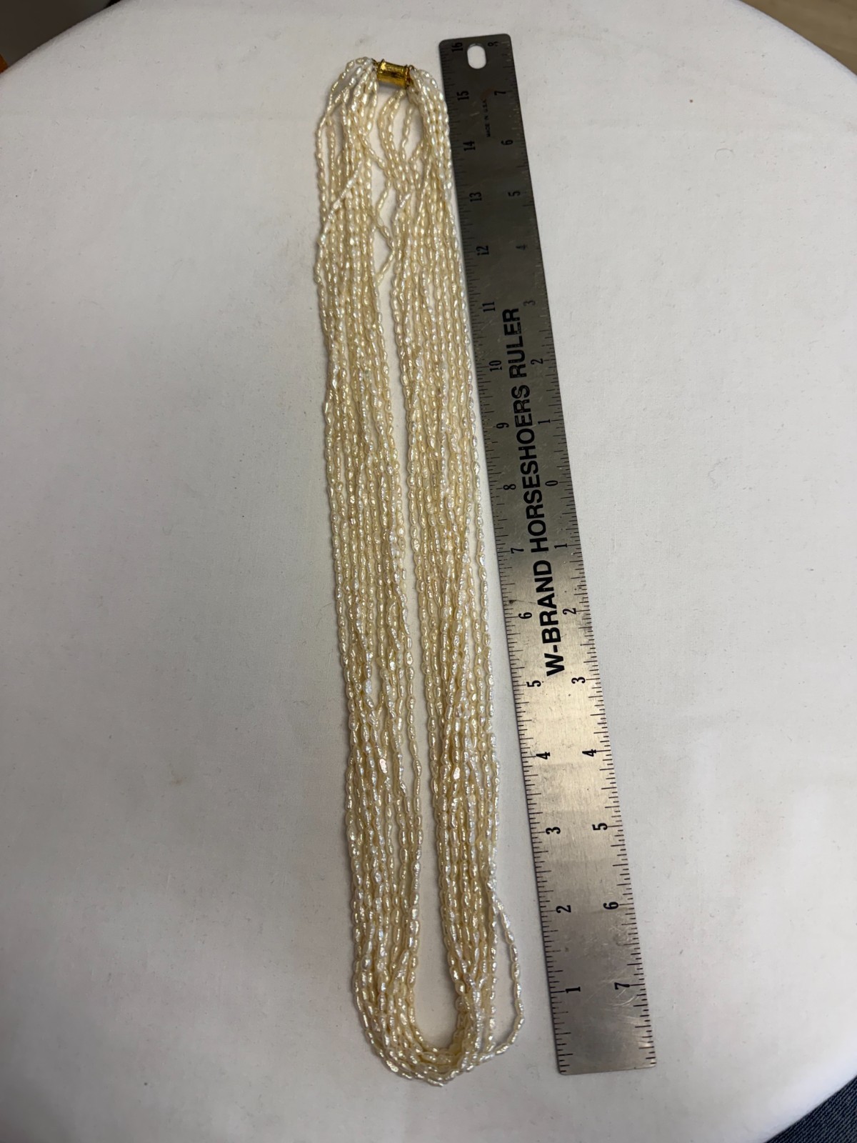 Vintage Japanese 10 strand 32″ Rice pearl necklace