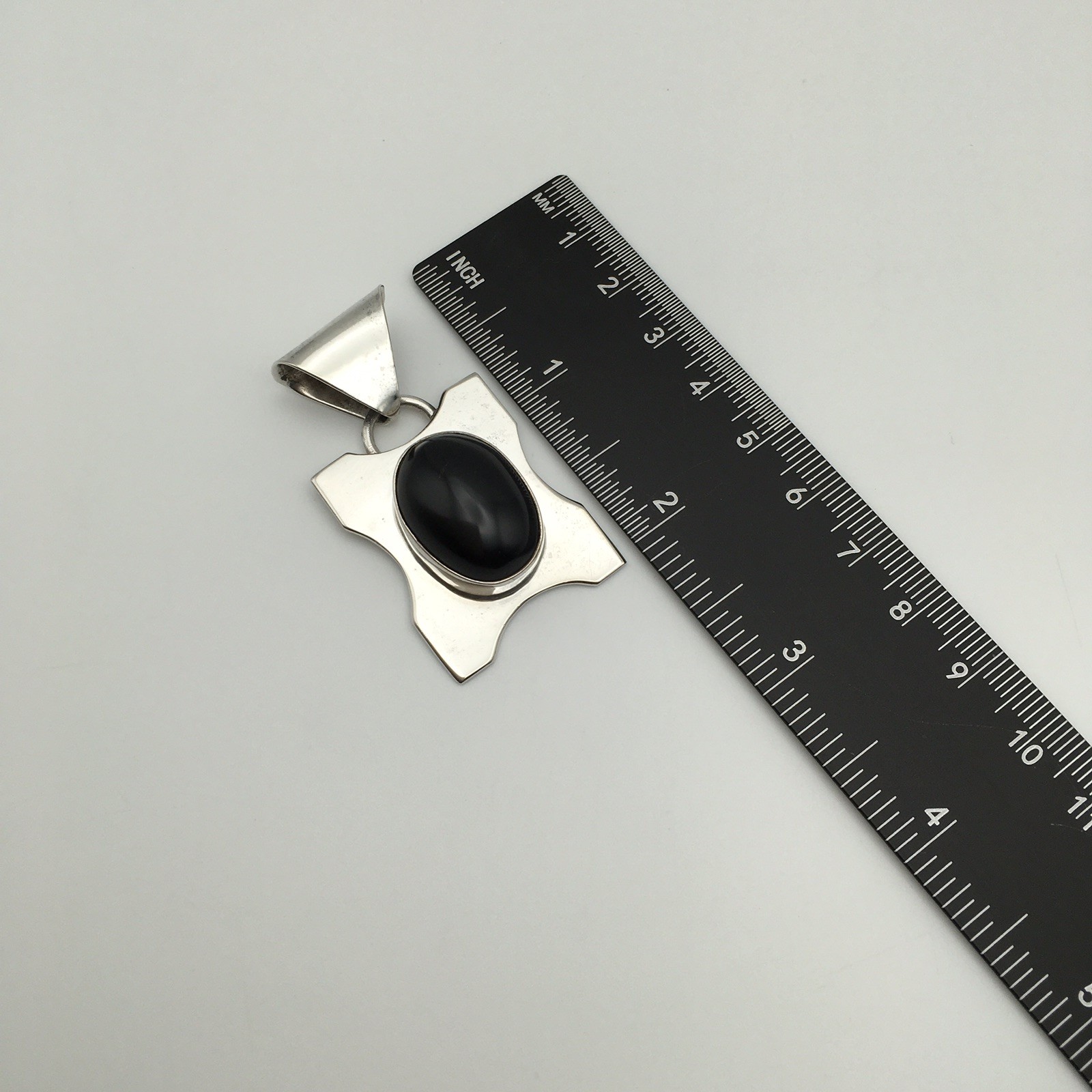 20.4g Vintage Sterling Silver TAXCO Black Onyx Pendant Marked Mexico 925 #32