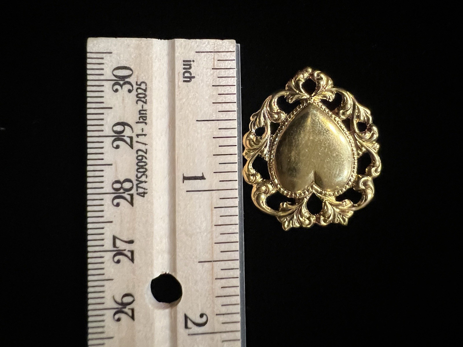 Vintage Heart 22K Plated Brass Stamping for Jewelry design from Famous Maker NOS