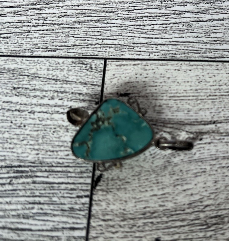 Vintage Sterling Silver 925 Stamped Turquoise Pendant .75″