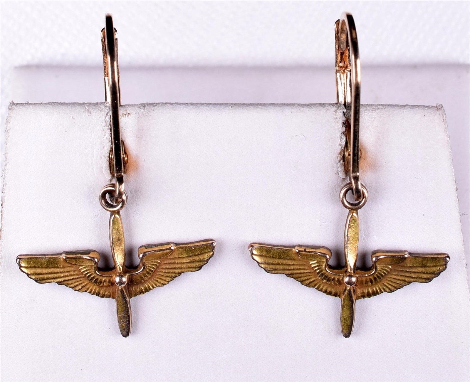 WW2 Army Air Corps 1/20 10K GF Dangle Vermeil Levers Earrings