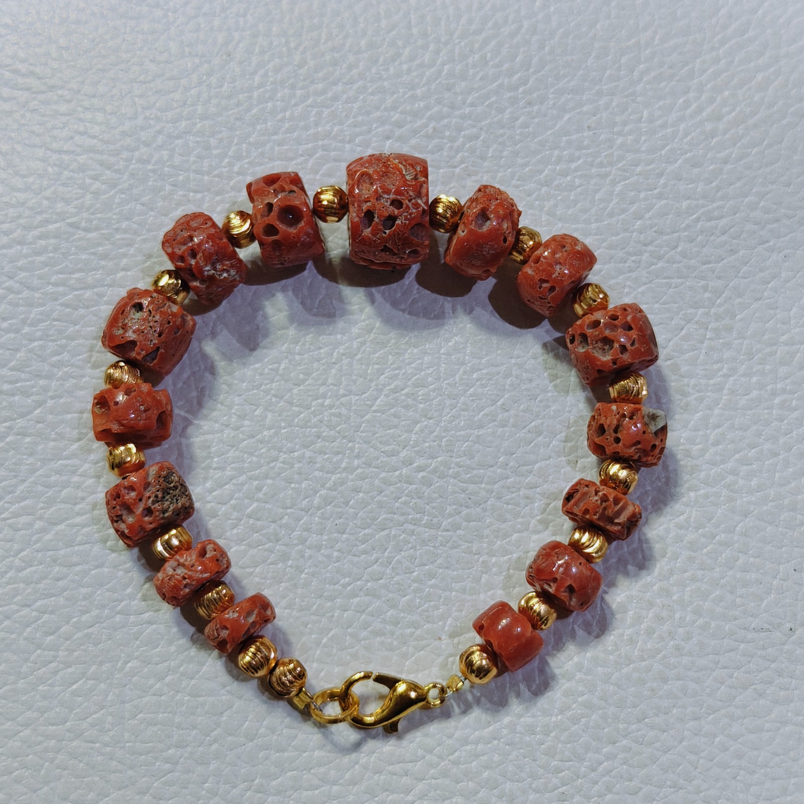 Vintage Natural Sea Coral Brass Bracelet Italy Coral Handmade Gemstone Bracelet