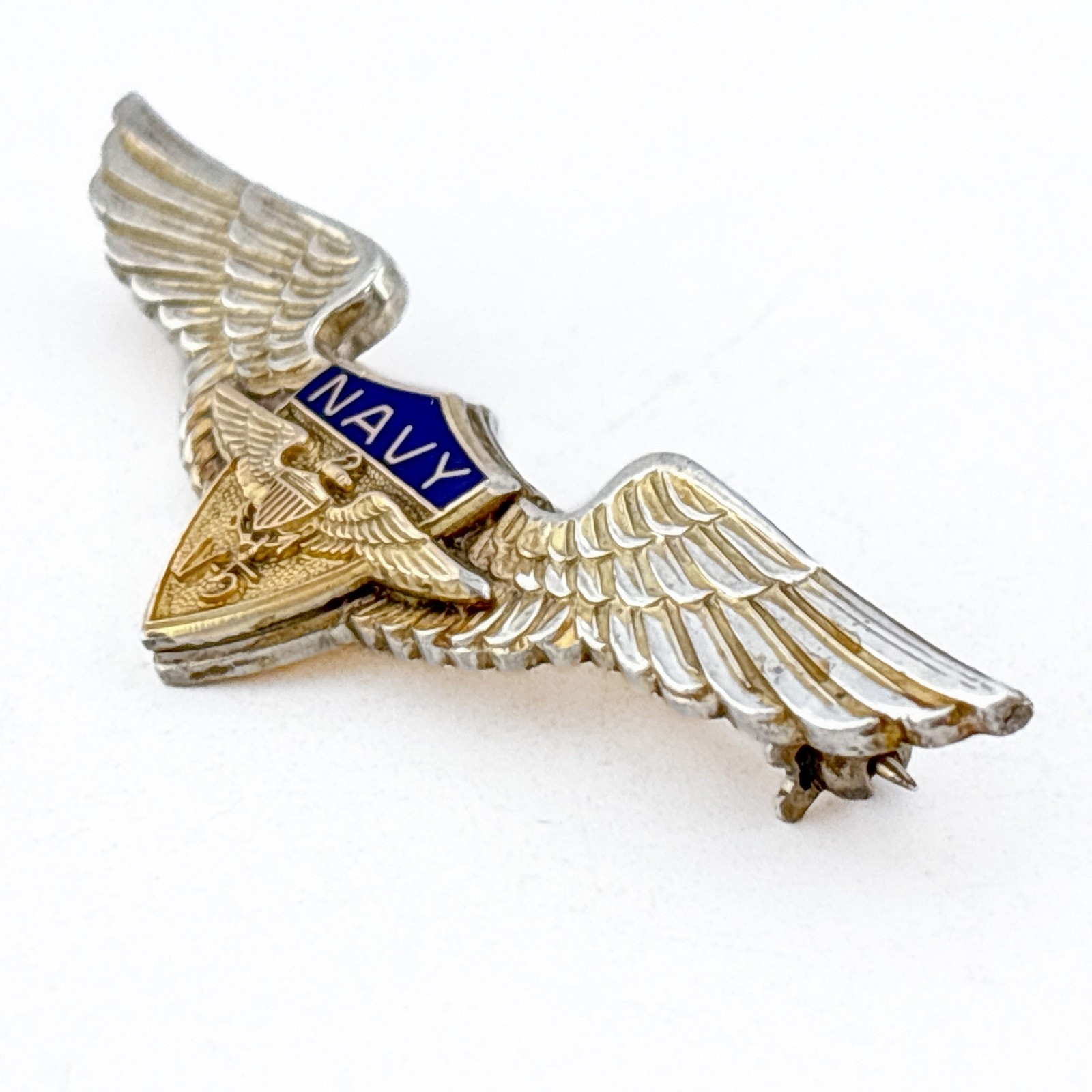 Vintage Gold-FilledSterling Silver 925 Navy V5 Pilot Wing Brooch