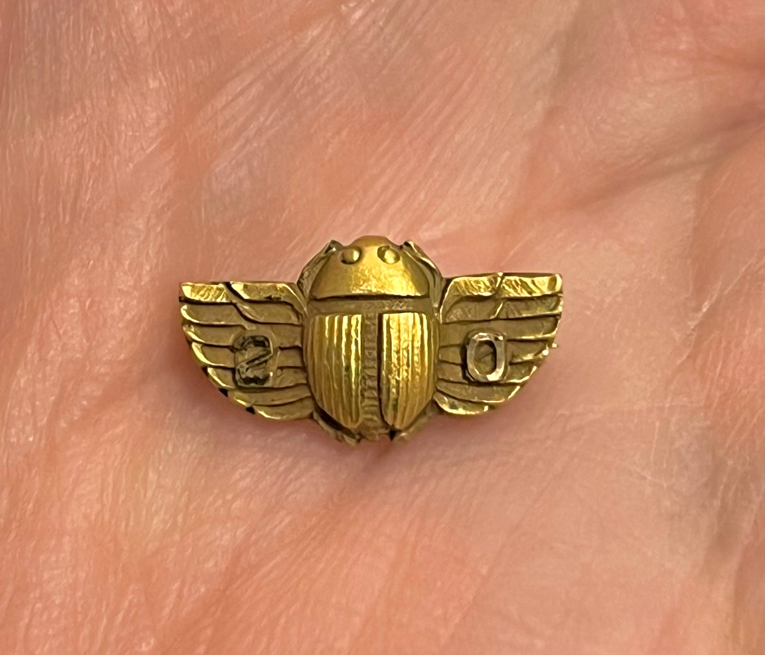 Antique Art Deco 1920 10k Scarab Good Luck High School Graduation Pin VGC NICE