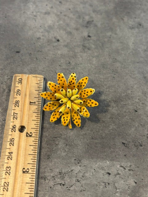 Vintage layered Bright Orange and Yellow Flower Brooch Pin