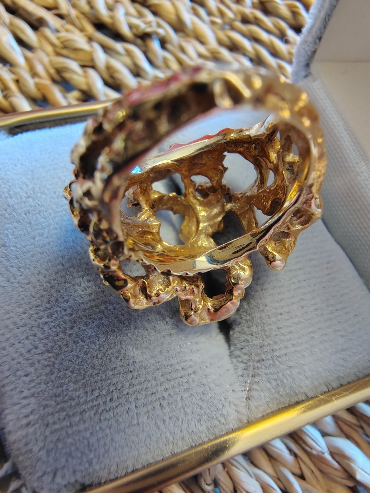 Gold Modernist Brutalist Nugget Coral Cast Ring Mid Century Vintage Sub 14k 9 Gr