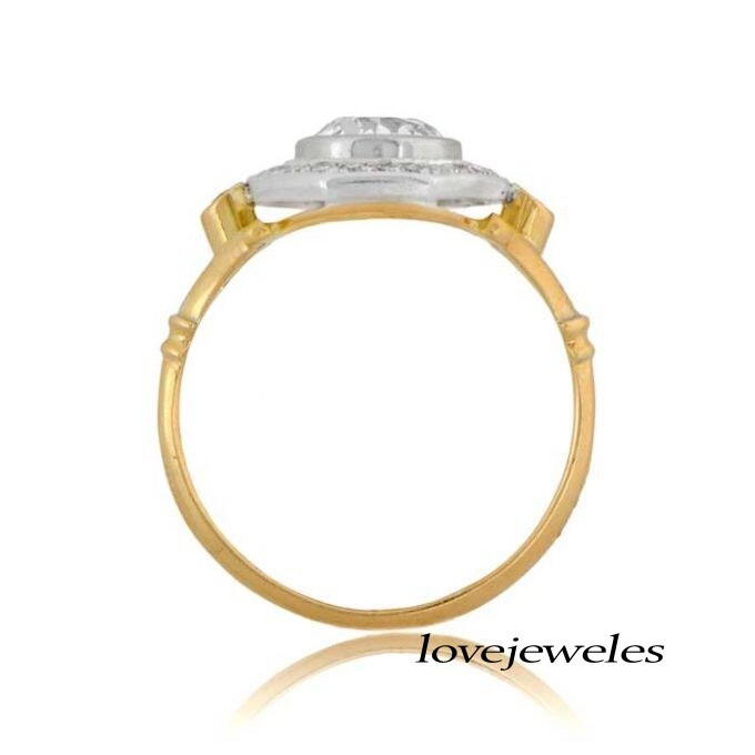 2.91CT Round Lab-Created Diamond Vintage Halo Engagement Ring 14K 2-Tone Gold FN