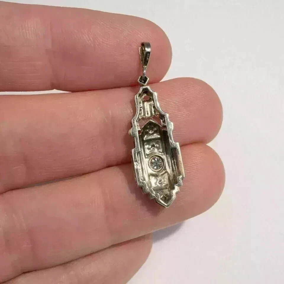 1.8Ct Art Deco Style Lab Created Diamond Anniversary 14K White Gold FN Pendant