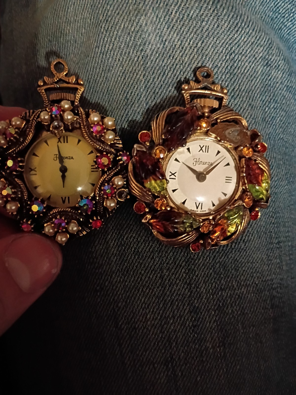 Florenza Victorian Pocket Watch Set Of 2, Gold Tone Great Condition