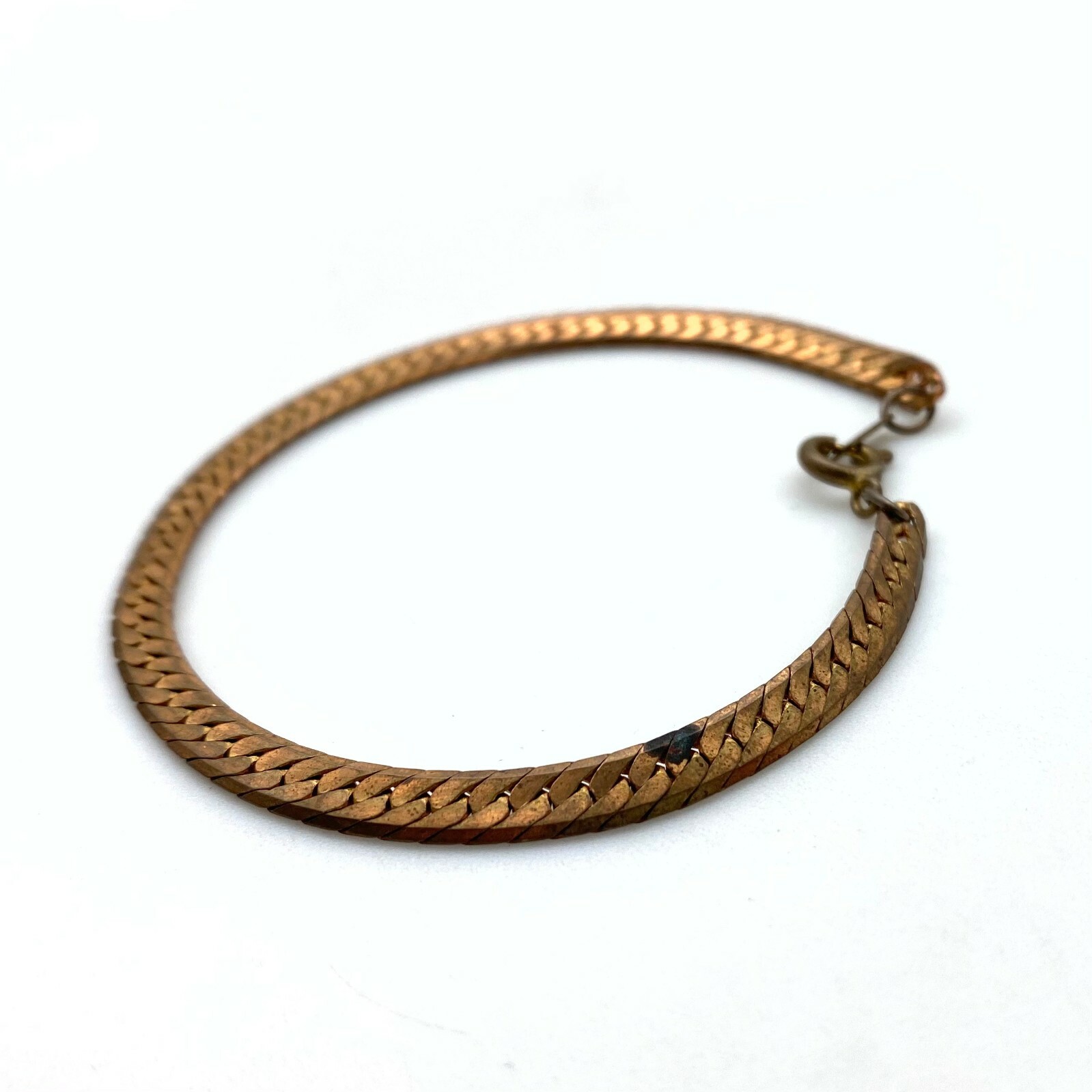 Vintage Brass Plated Snake Chain Bracelet (7.8 Inches) (FC44)