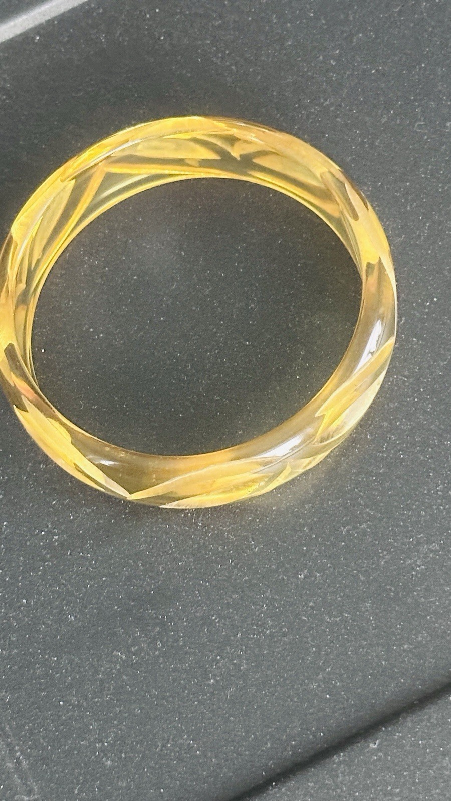 Vintage Carved “Apple Juice” Translucent Bangle Bracelet